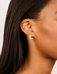 Gold Plated Cubic Zirconia Double Layered Hoop Earrings - link has visual effect only