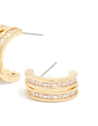 Gold Plated Cubic Zirconia Double Layered Hoop Earrings - link has visual effect only