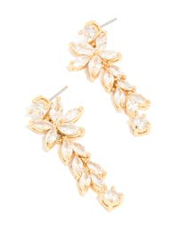 Gold Plated Cubic Zirconia Medium Flower Drop Earrings - link has visual effect only