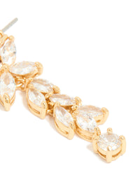 Gold Plated Cubic Zirconia Medium Flower Drop Earrings - link has visual effect only