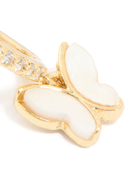 Gold Plated Cubic Zirconia Inlay Mini Butterfly Huggie Earrings - link has visual effect only