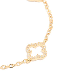 Gold Plated Cubic Zirconia Flower Outline Bracelet - link has visual effect only