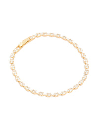 Gold Plated Cubic Zirconia Oval Tennis Bracelet - link has visual effect only