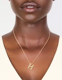Gold Plated Bubble Letter H Necklace - link has visual effect only