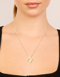 Gold Plated Bubble Letter N Necklace - link has visual effect only