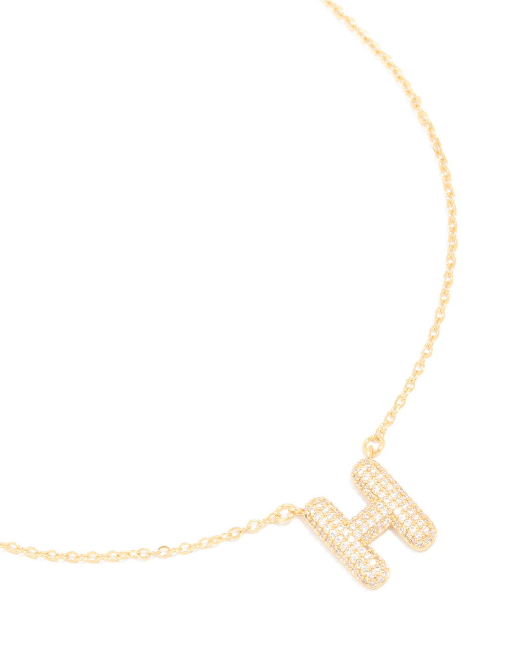 Gold Plated Cubic Zirconia Pave Letter H Necklace