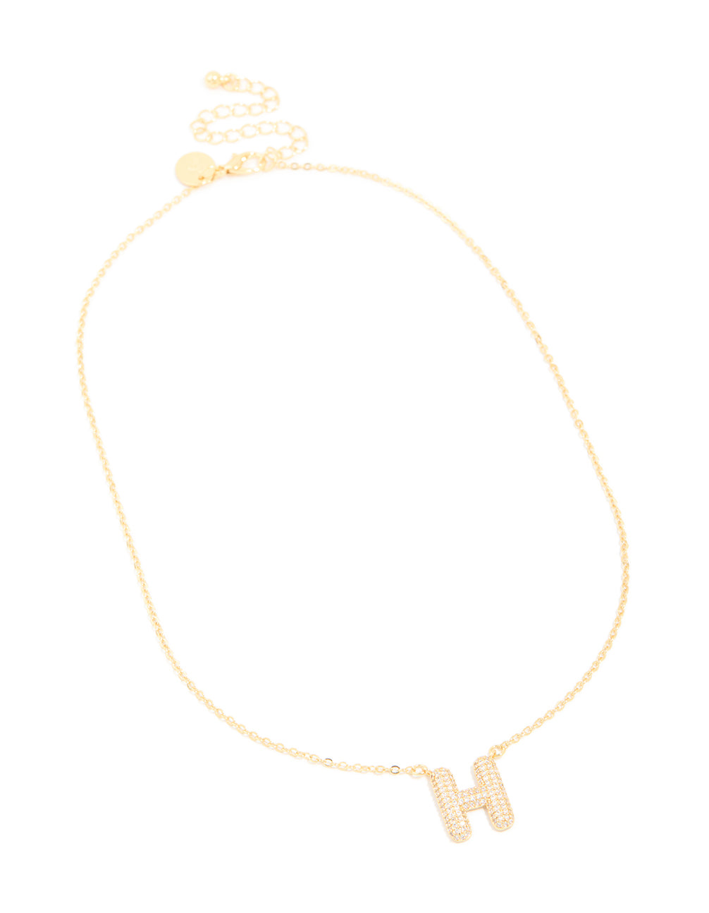 Gold Plated Cubic Zirconia Pave Letter H Necklace