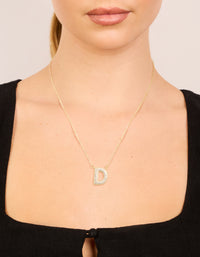 Gold Plated Cubic Zirconia Pave Letter D Necklace - link has visual effect only
