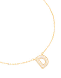 Gold Plated Cubic Zirconia Pave Letter D Necklace - link has visual effect only