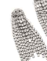 Gunmetal Silver Diamante Fringe Drop Earrings - link has visual effect only