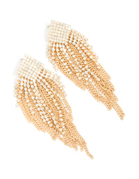 Gold Diamante Chain Fringe Earrings - link has visual effect only