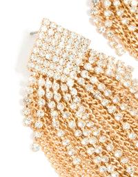Gold Diamante Chain Fringe Earrings - link has visual effect only