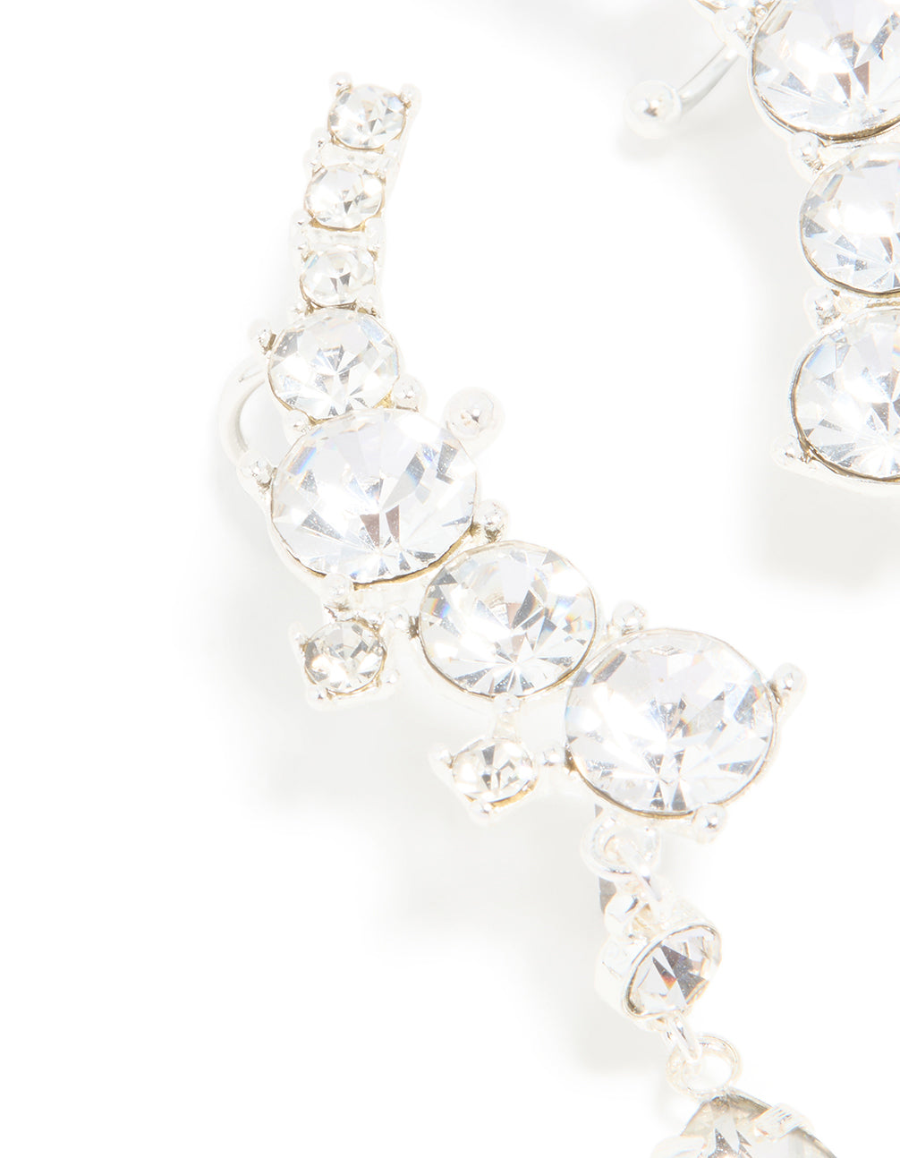 Silver Diamante Drop Ear Cuffs