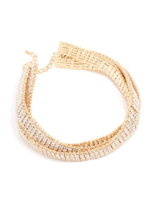 Gold Diamante Dainty Choker Necklace
