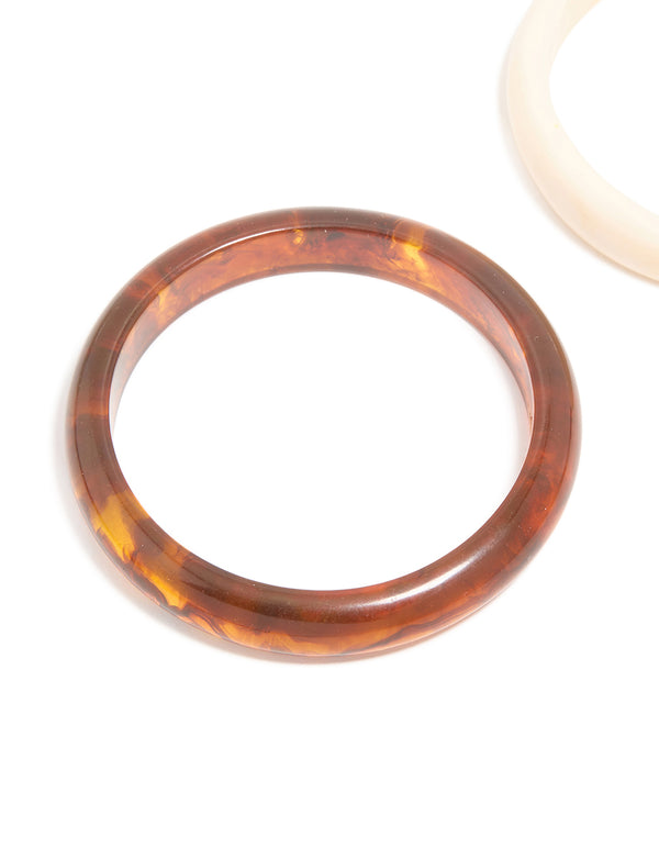 Brown & Cream Acrylic Bangles 2-Pack