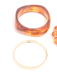 Gold & Brown Acrylic Brown Bangles 3-Pack - link has visual effect only