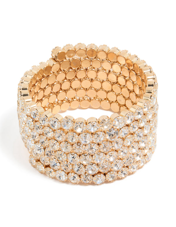 Gold Diamante Large Wrapped Bracelet