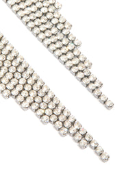 Gunmetal Silver Diamante Slanted Cup Chain Earrings - link has visual effect only