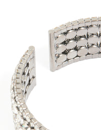 Gunmetal Silver Diamante Glitzy Five Layered Wrist Cuff - link has visual effect only