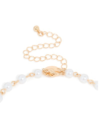 Gold Cubic Zirconia & Pearl Chain Y-Necklace - link has visual effect only