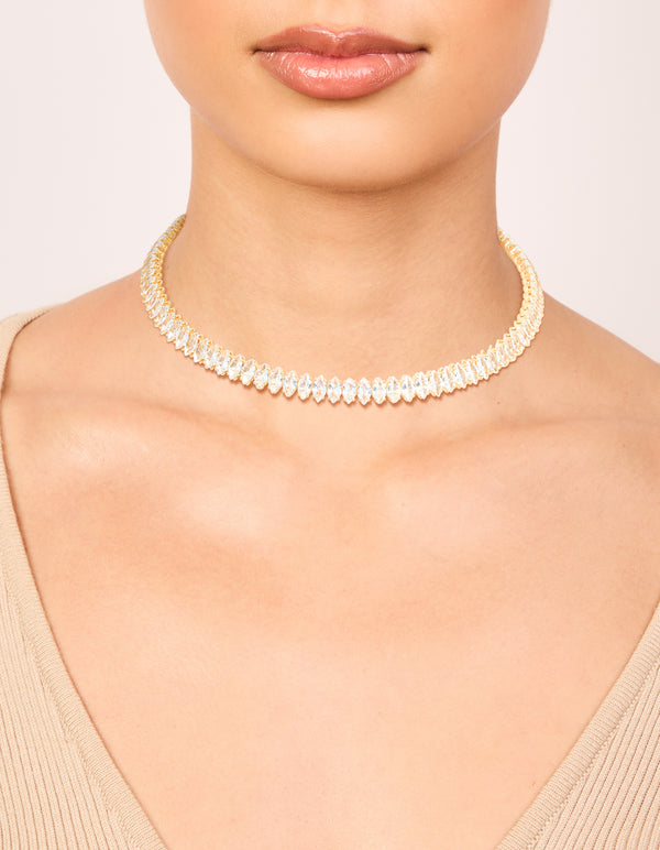 Gold Cubic Zirconia Choker Necklace
