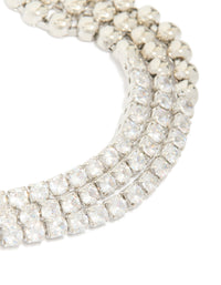 Silver Cubic Zirconia Half Cup Chain Layered  Bracelet - link has visual effect only