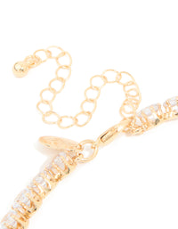 Gold Cubic Zirconia Tennis Necklace, Tennis Bracelet & Earrings Set - link has visual effect only