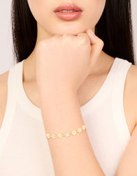 Gold Cubic Zirconia Floral Toggle Bracelet - link has visual effect only