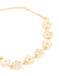 Gold Cubic Zirconia Floral Toggle Bracelet - link has visual effect only