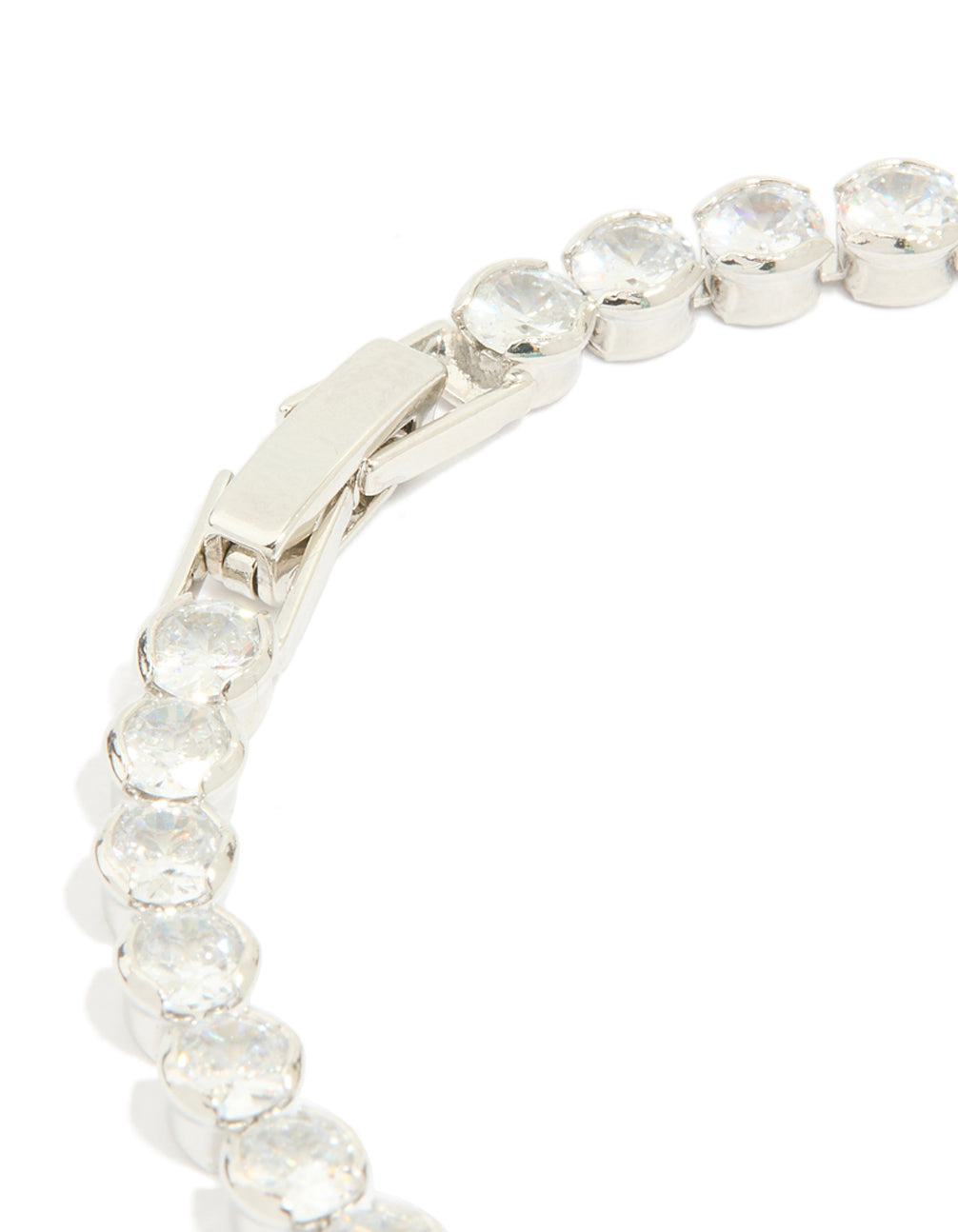 Silver Cubic Zirconia Circle Bezel Tennis Bracelet