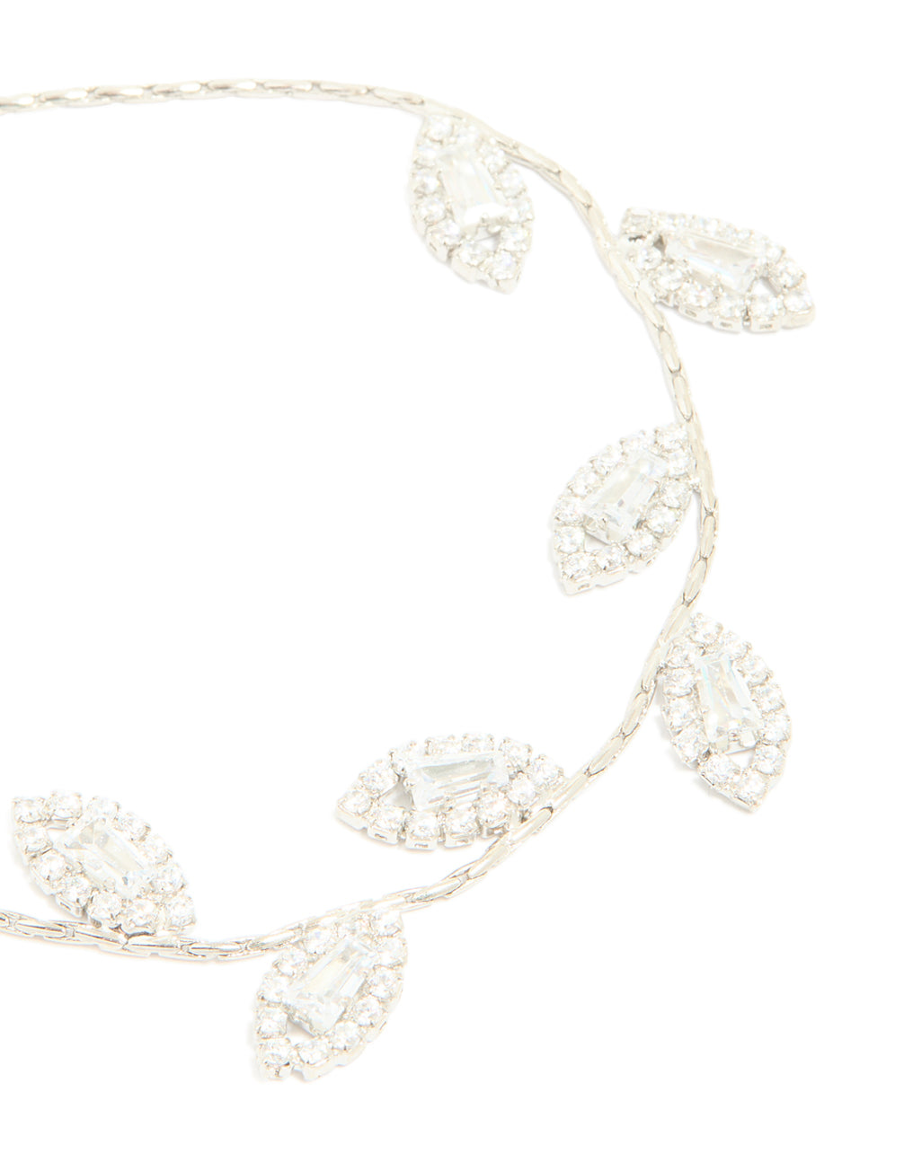 Silver Cubic Zirconia Multi Leaf Toggle Bracelet