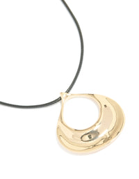 Gold Open Orb Pendant Cord Necklace - link has visual effect only