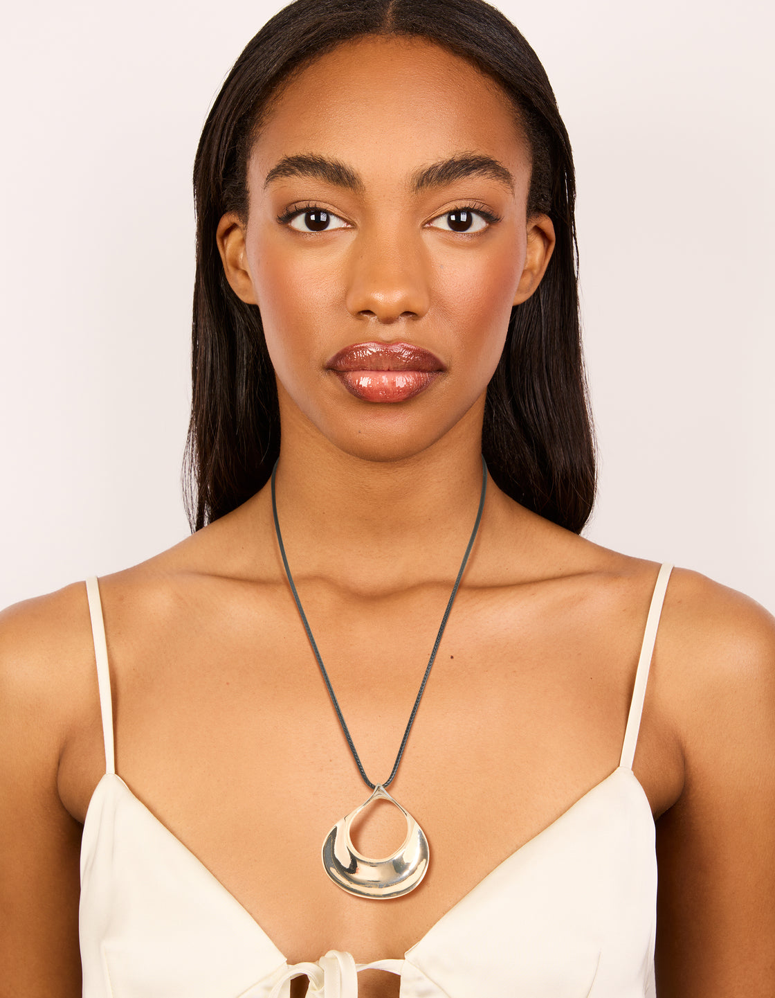 Gold Open Orb Pendant Cord Necklace