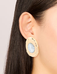 Gold Oval Diamante Stud Earrings - link has visual effect only