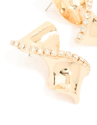 Gold Diamante Edge Twist Stud Earrings - link has visual effect only