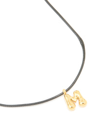 Waterproof Gold Plated Stainless Steel Large Bubble Letter M Cord Necklace - link has visual effect only