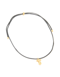 Waterproof Gold Plated Stainless Steel Large Bubble Letter T Cord Necklace - link has visual effect only