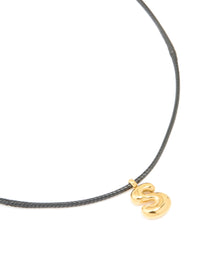 Waterproof Gold Plated Stainless Steel Large Bubble Letter S Cord Necklace - link has visual effect only