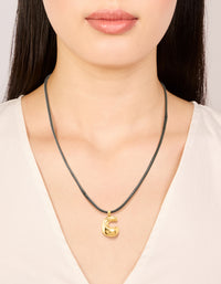 Waterproof Gold Plated Stainless Steel Large Bubble Letter C Cord Necklace - link has visual effect only