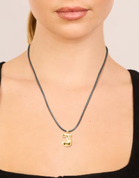 Waterproof Gold Plated Stainless Steel Large Bubble Letter J Cord Necklace - link has visual effect only
