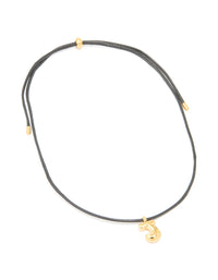 Waterproof Gold Plated Stainless Steel Large Bubble Letter J Cord Necklace - link has visual effect only