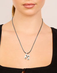 Waterproof Stainless Steel Large Bubble Letter M Cord Necklace - link has visual effect only