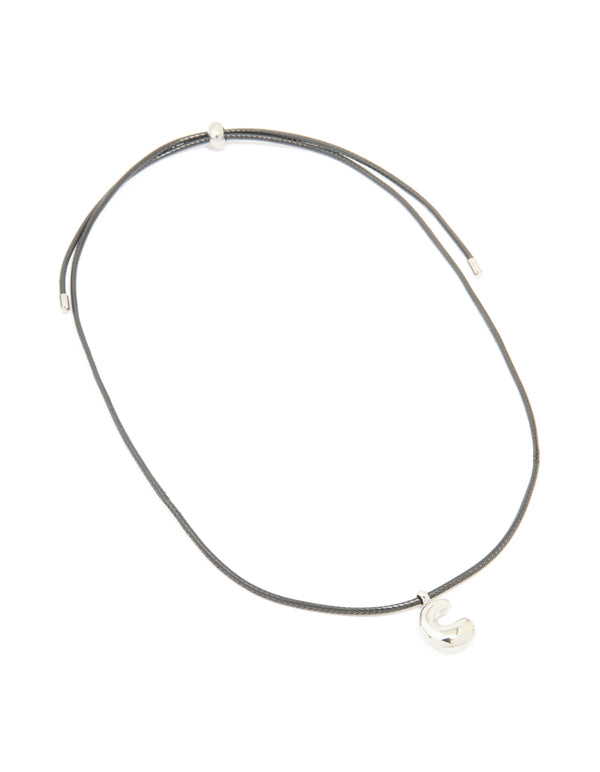Waterproof Stainless Steel Large Bubble Letter C Cord Necklace