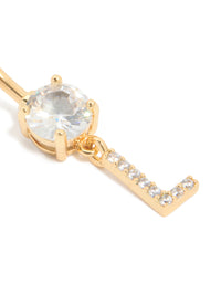 Gold Plated Surgical Steel Cubic Zirconia Pavé Letter L Belly Bar - link has visual effect only