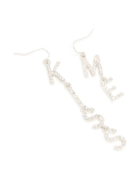 Silver Diamante Kiss Me Drop Earrings - link has visual effect only