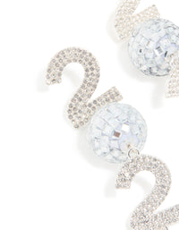 Silver Diamante 2026 Disco Ball Drop Earrings - link has visual effect only