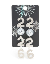 Silver Diamante 2026 Disco Ball Drop Earrings - link has visual effect only