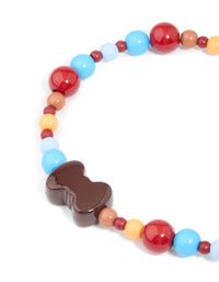 Red Blue Beaded Mushroom & Heart Beaded Key Chain - link has visual effect only
