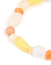 Orange Resin Beaded & Frangipani Flower Key Chain - link has visual effect only
