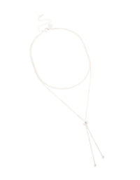 Silver Plated Cubic Zirconia Cup Chain & Snake Chain Y-Necklace - link has visual effect only